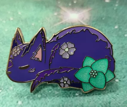 Sleeping Floral Cat Pin 