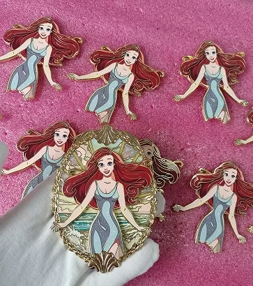 "Final assembled enamel pin with perfect alignment and clean finish"
