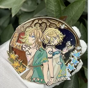 "Custom enamel pin with detailed artwork and polished metal finish by Hipins"