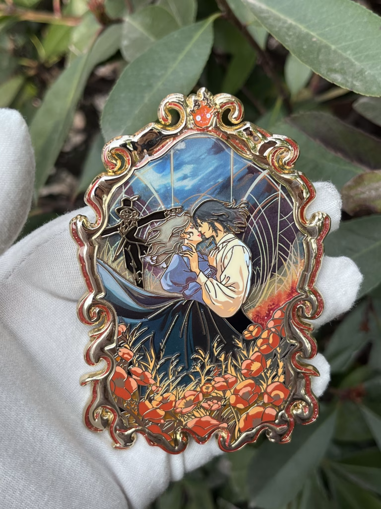 Custom 3D Hard Enamel Pin Design – “Couple in Poppies” Art Edition | Collectible