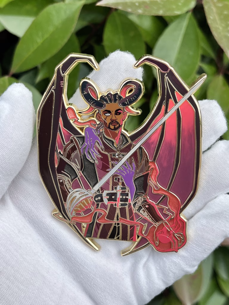 Custom Hard Enamel Pin Design for “Wyll Ravengard” – A Detailed 3-Step Production Breakdown