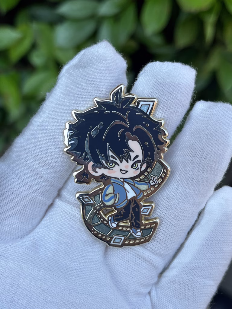 Custom Hard Enamel Pin Design for 'Soulmates' Featuring 2 Different Plating Techniques and Unique Artwork